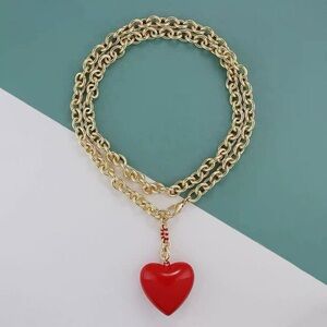 Roxanne Assoulin The Puffy Heart Necklace in Red